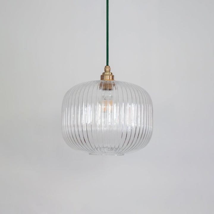 Clear Reeded Glass Pendant Light