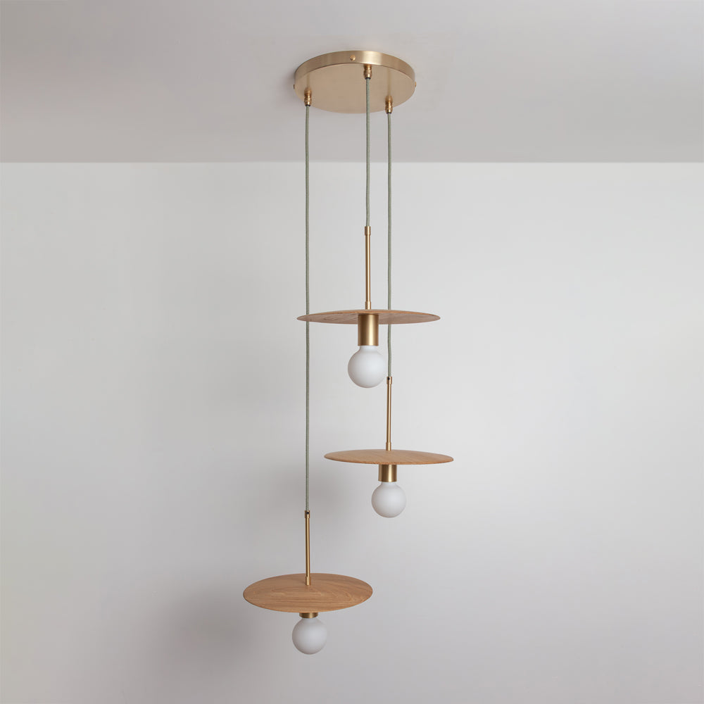 "Cara" Triple Drop Pendant - Hardwood