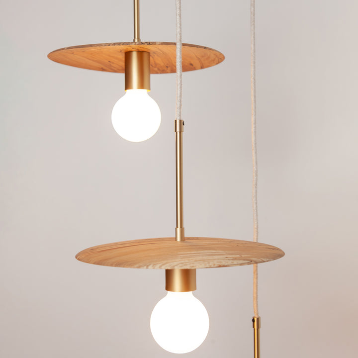 "Cara" Triple Drop Pendant - Hardwood