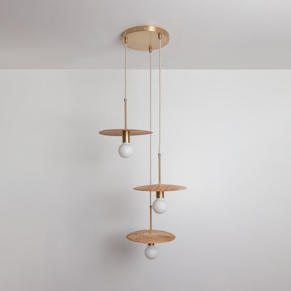 "Cara" Triple Drop Pendant - Hardwood