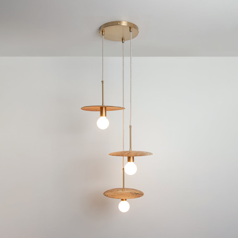 "Cara" Triple Drop Pendant - Hardwood