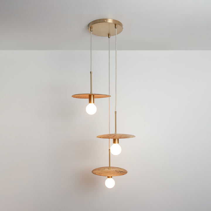 "Cara" Triple Drop Pendant - Hardwood