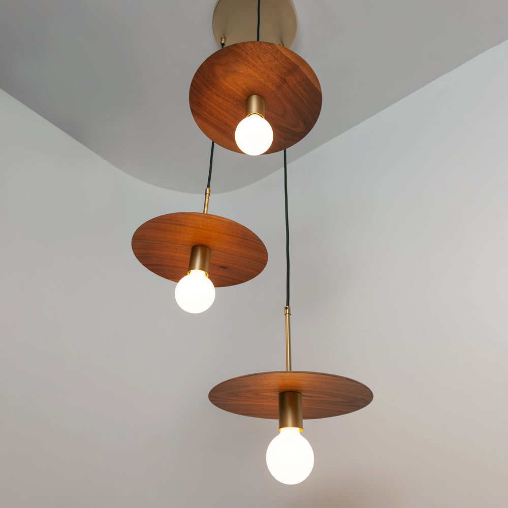 "Cara" Triple Drop Pendant - Hardwood