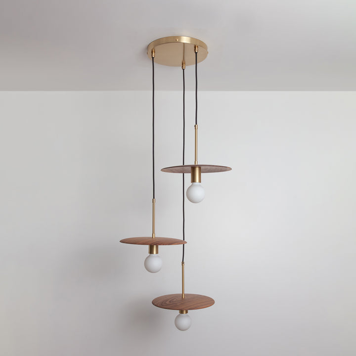 "Cara" Triple Drop Pendant - Hardwood