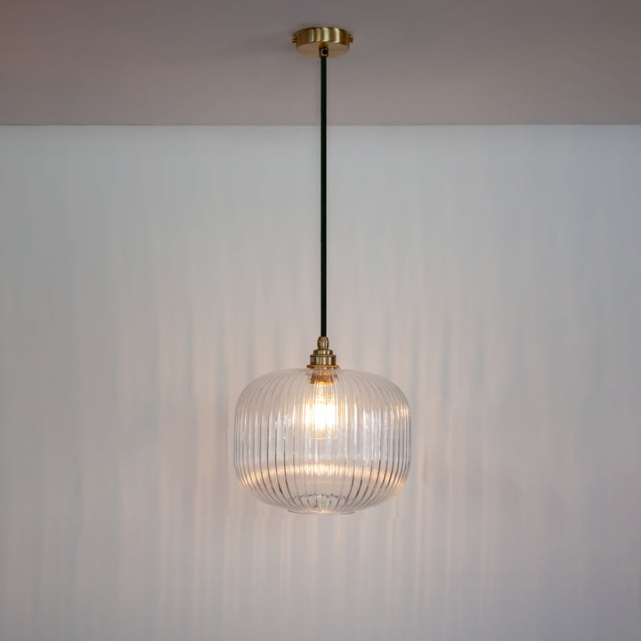 Clear Reeded Glass Pendant Light