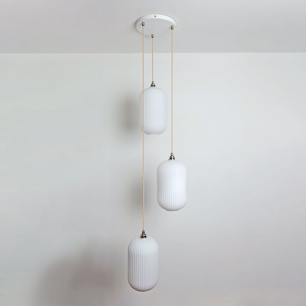 Long Opal Reeded Triple Drop Pendant