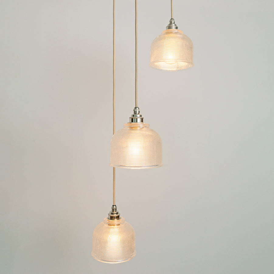 Prismatic Glass Triple Drop Pendant