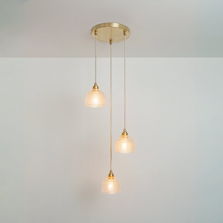 Prismatic Glass Triple Drop Pendant