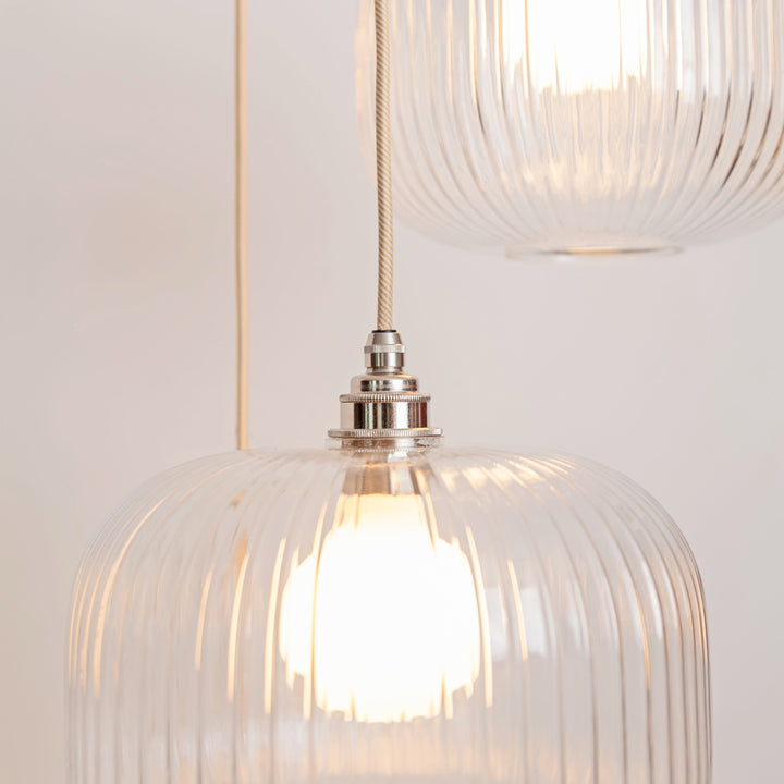 Clear Reeded Triple Drop Pendant