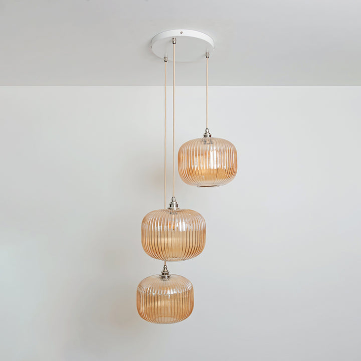 Amber Reeded Triple Drop Pendant