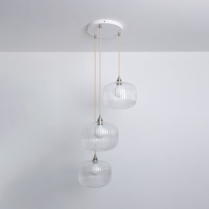 Clear Reeded Triple Drop Pendant