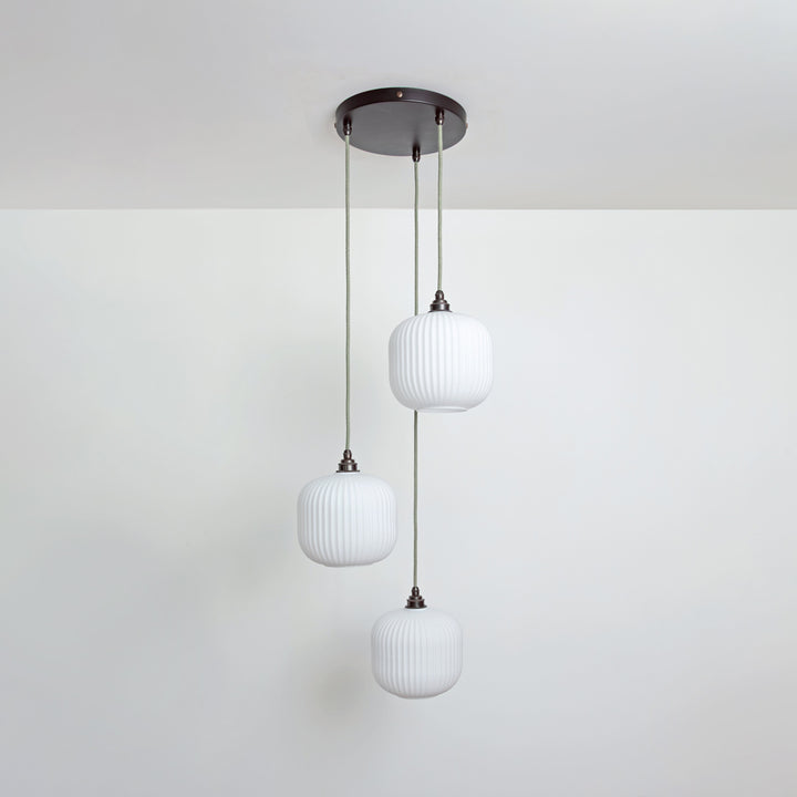 Small Opal Reeded Triple Drop Pendant