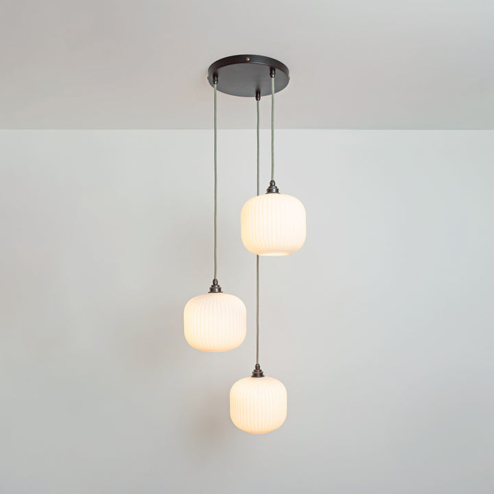 Small Opal Reeded Triple Drop Pendant