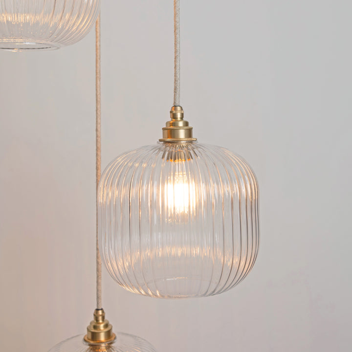 Small Clear Reeded Triple Drop Pendant