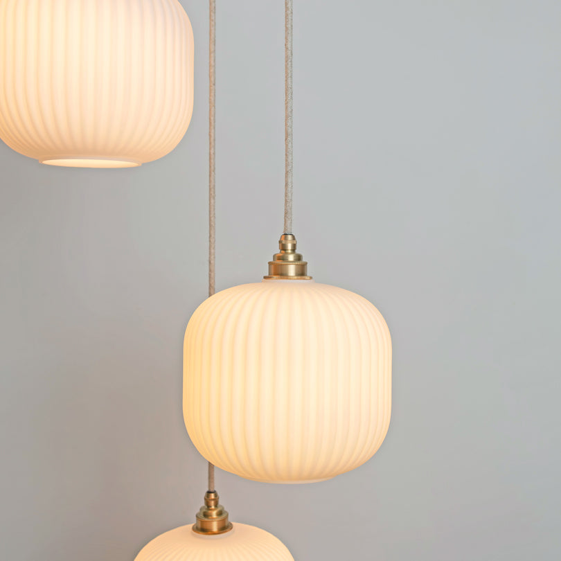 Small Opal Reeded Triple Drop Pendant