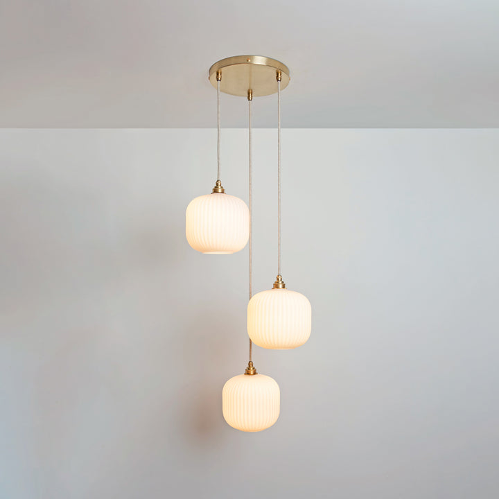 Small Opal Reeded Triple Drop Pendant