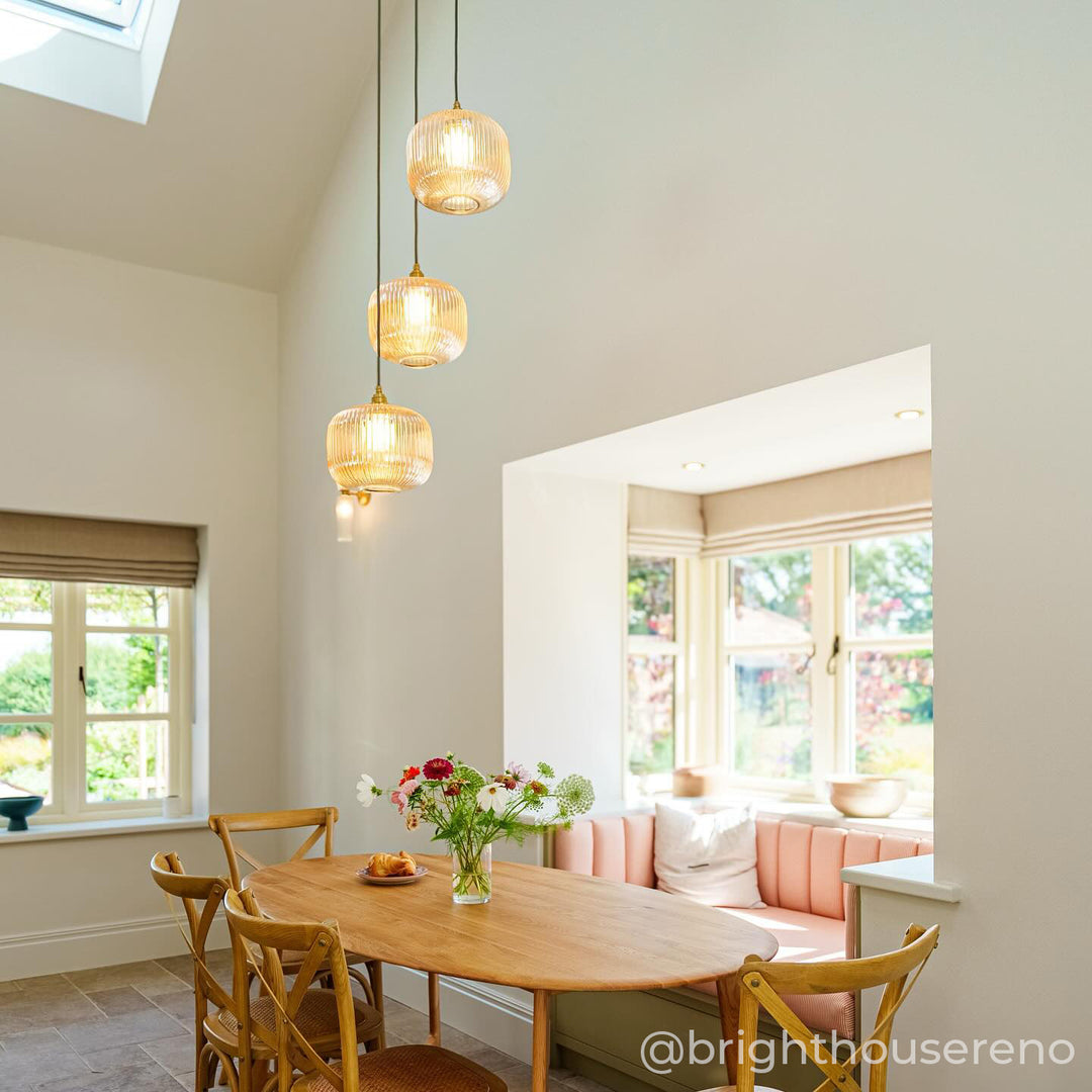 Amber Reeded Triple Drop Pendant