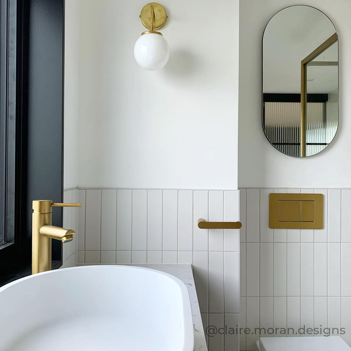 "Bold as Brass" Wall Light - Opal Glass Shade (Outlet)