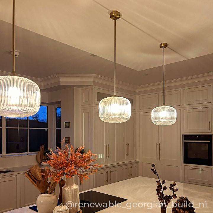 Reeded Glass Stemmed Pendant Fitting Only (Outlet)