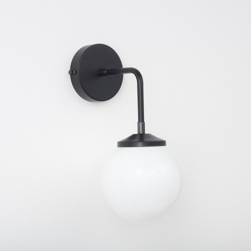 "Bold as Brass" Wall Light - Opal Glass Shade (Outlet)
