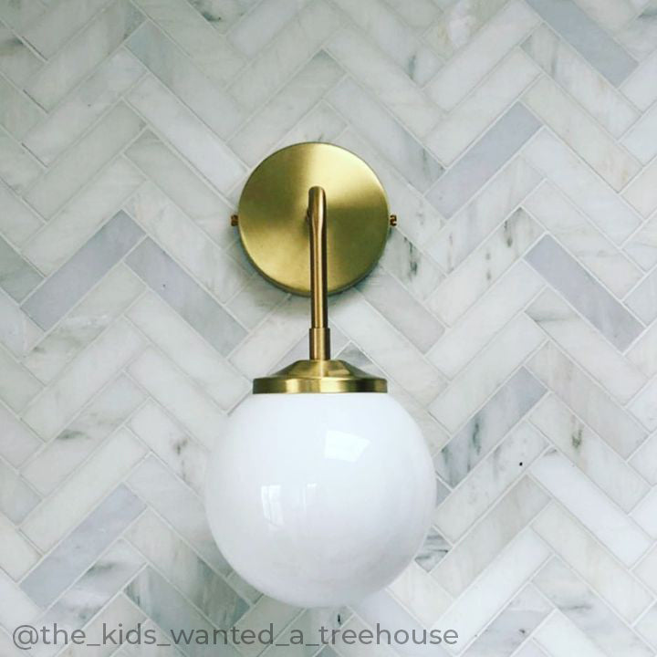 "Bold as Brass" Wall Light - Opal Glass Shade (Outlet)