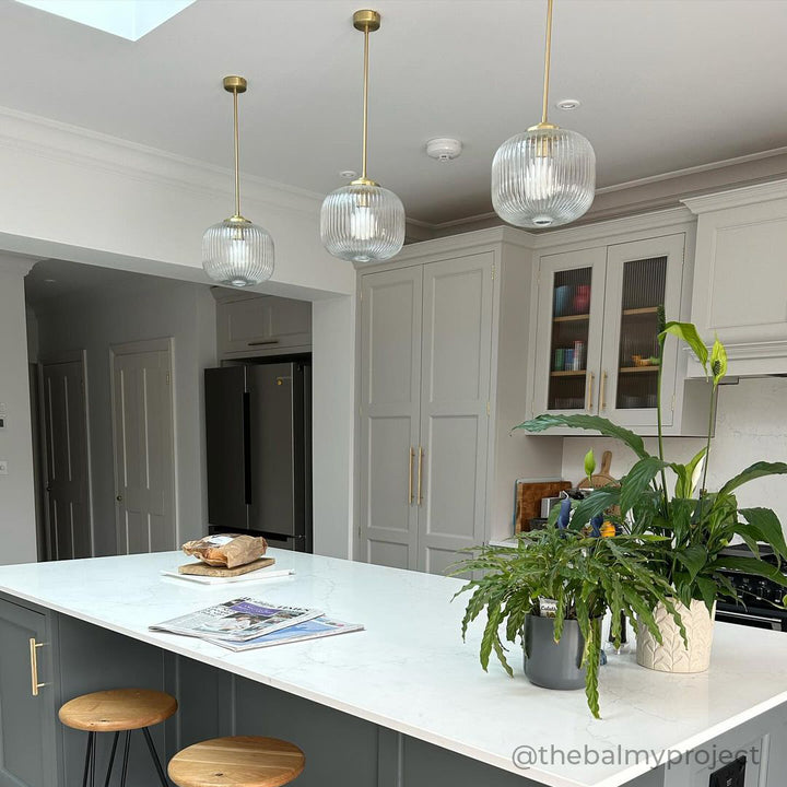 Reeded Glass Stemmed Pendant Fitting Only (Outlet)