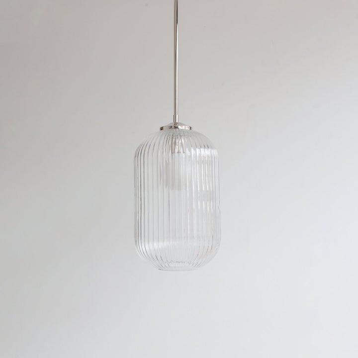Long Clear Reeded Glass Stemmed Pendant Light