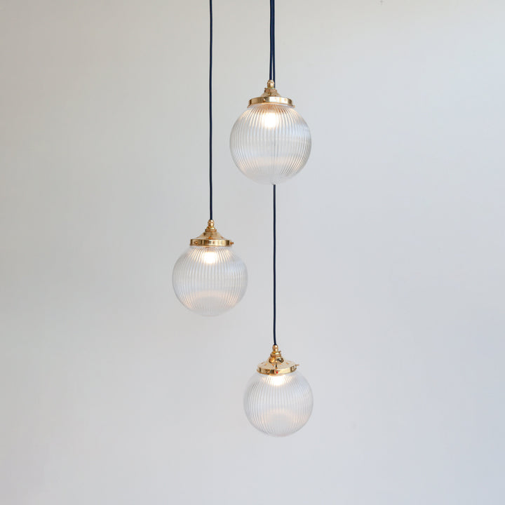 Reeded Globe Triple Drop Pendant