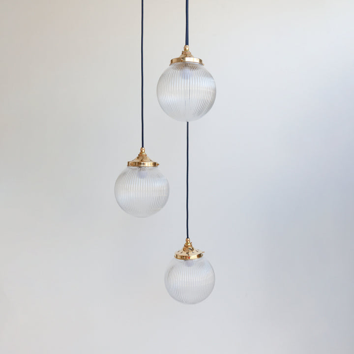 Reeded Globe Triple Drop Pendant
