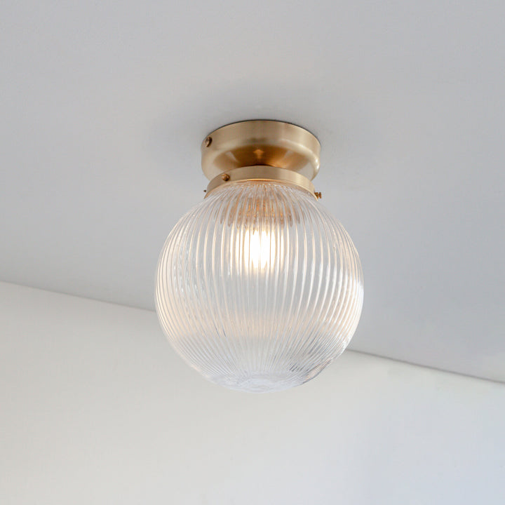 Clear Reeded Glass Globe Ceiling Light