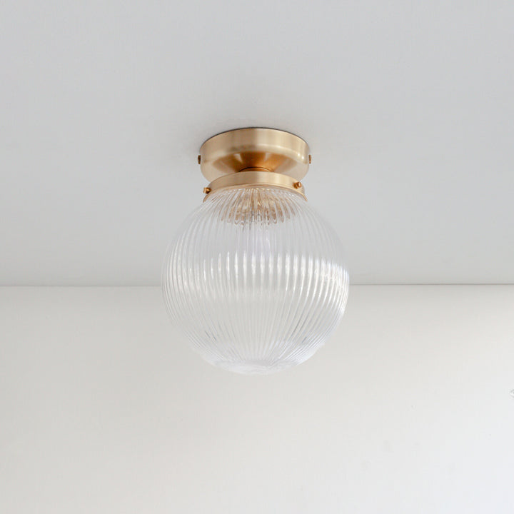 Clear Reeded Glass Globe Ceiling Light