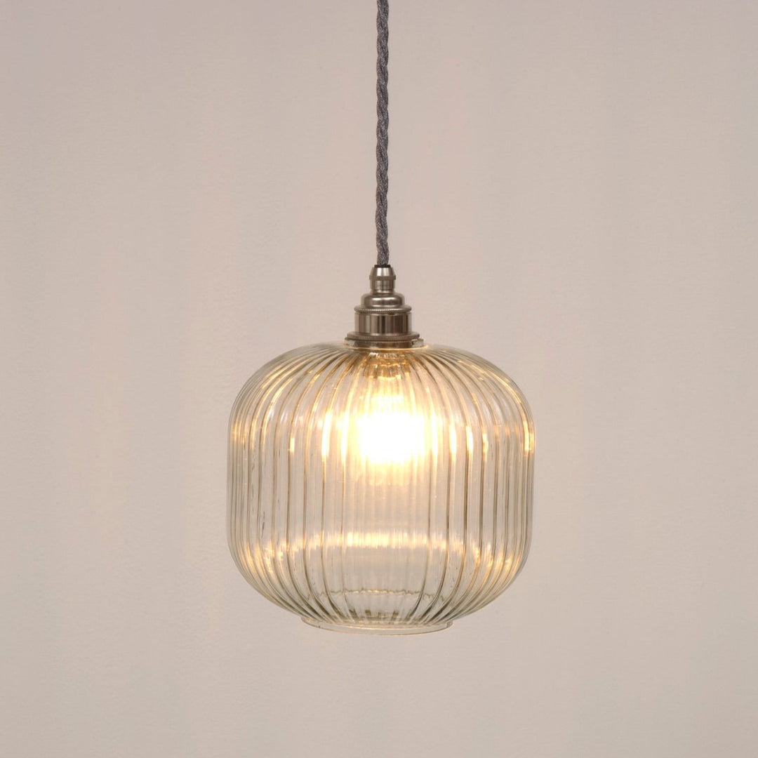 Small Clear Reeded Glass Pendant Light