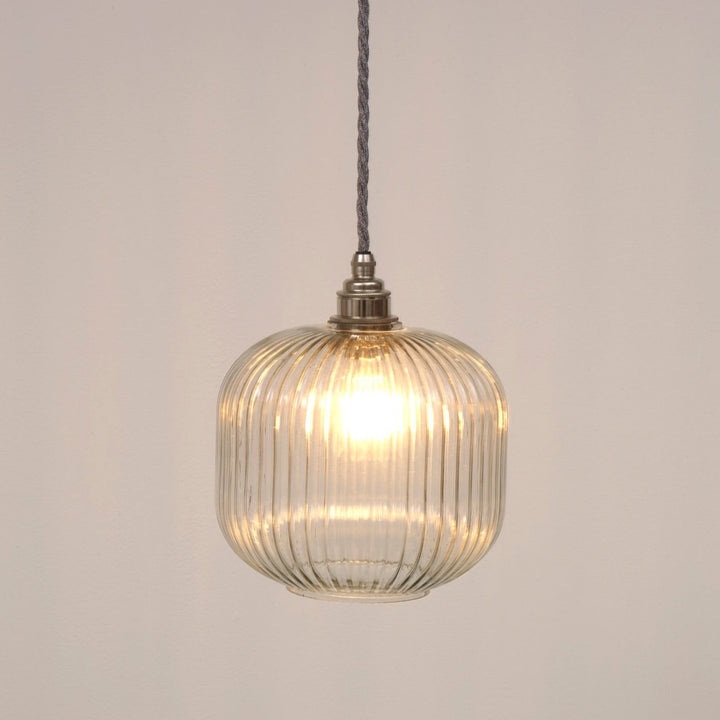 Small Clear Reeded Glass Pendant Light