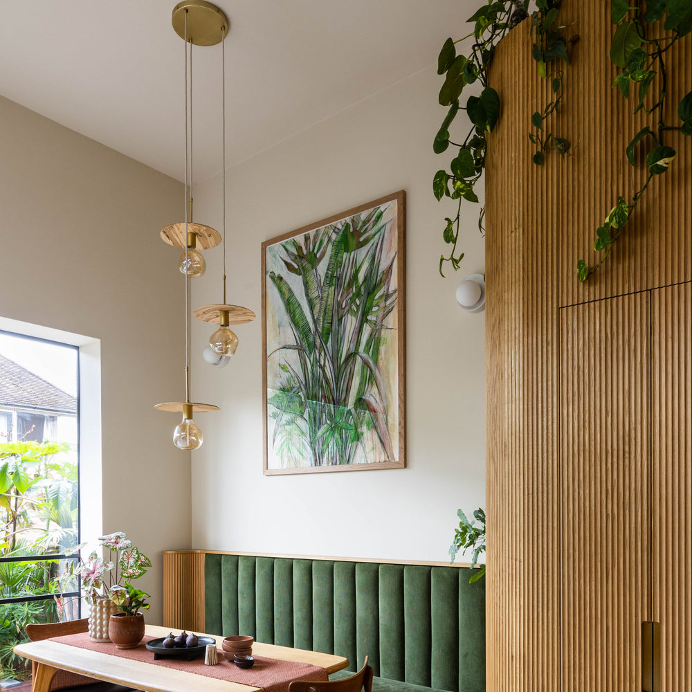 "Cara" Triple Drop Pendant - Hardwood