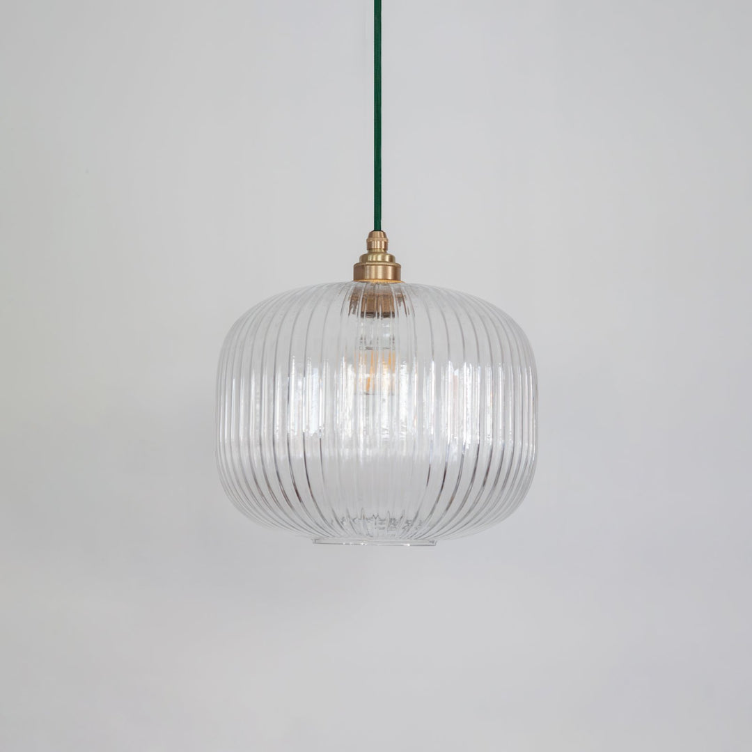 Clear Reeded Glass Pendant Light