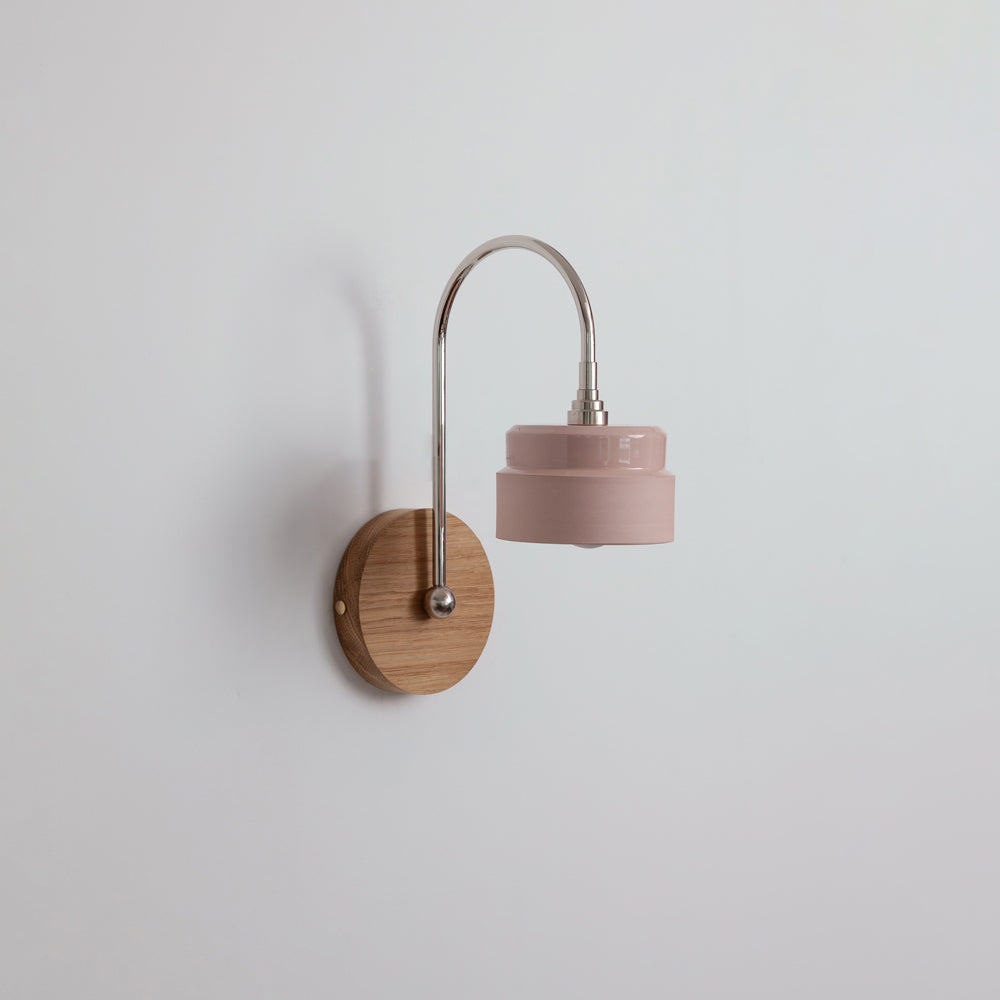 "Bex" Arch Stemmed Wall light - Ceramic and Hardwood