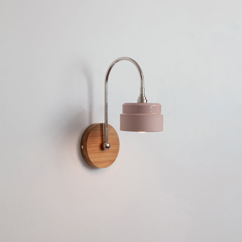 "Bex" Arch Stemmed Wall light - Ceramic and Hardwood