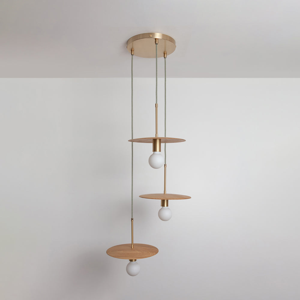 "Cara" Triple Drop Pendant - Hardwood