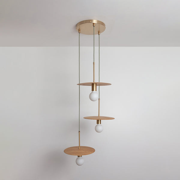 "Cara" Triple Drop Pendant - Hardwood