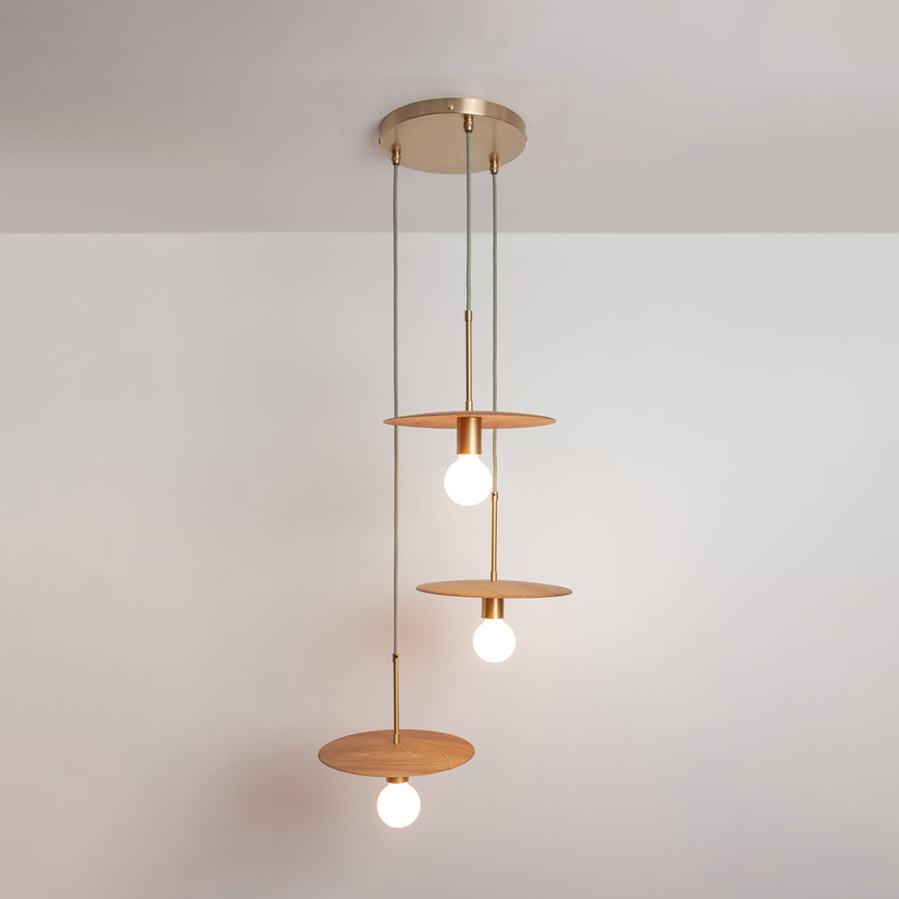"Cara" Triple Drop Pendant - Hardwood