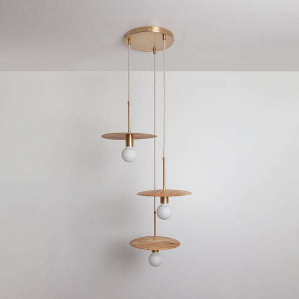 "Cara" Triple Drop Pendant - Hardwood
