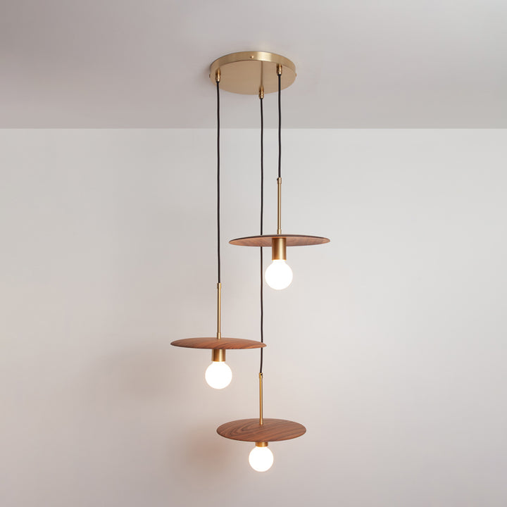 "Cara" Triple Drop Pendant - Hardwood