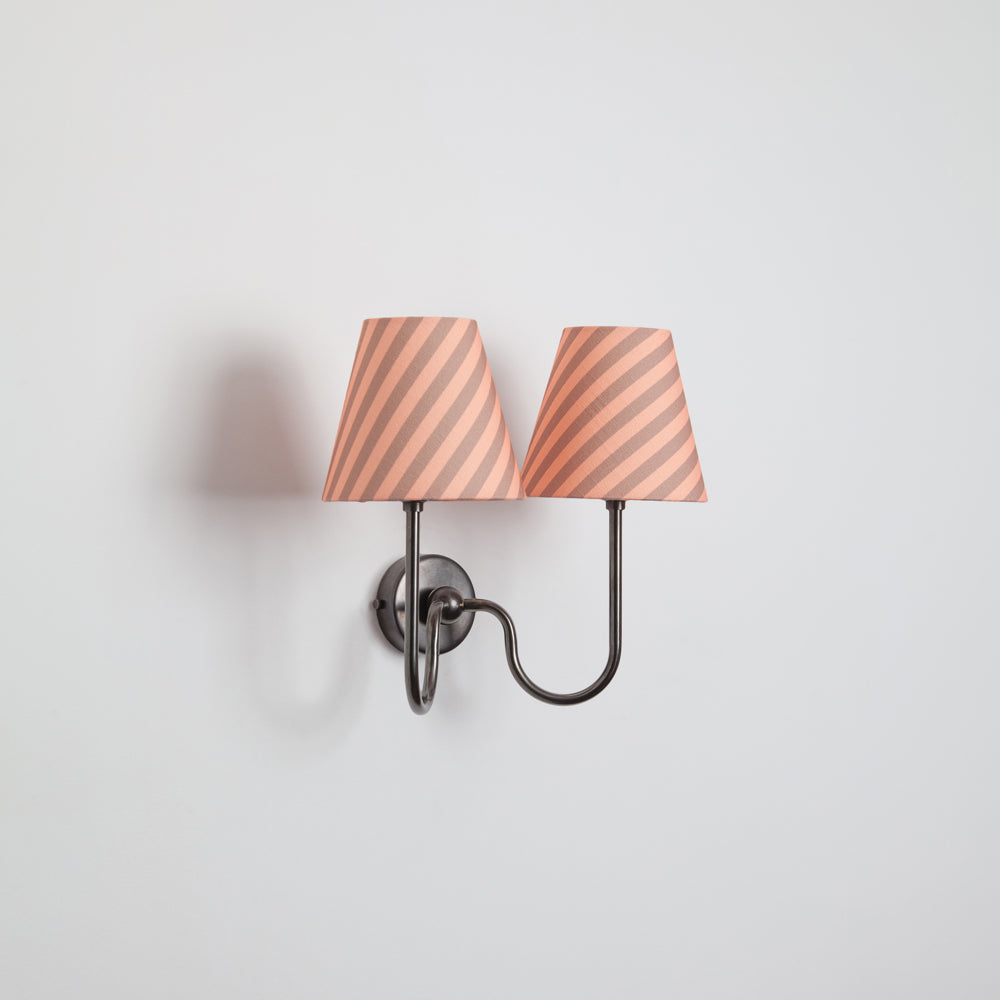"Juno" Double Wall Light - Striped Linen