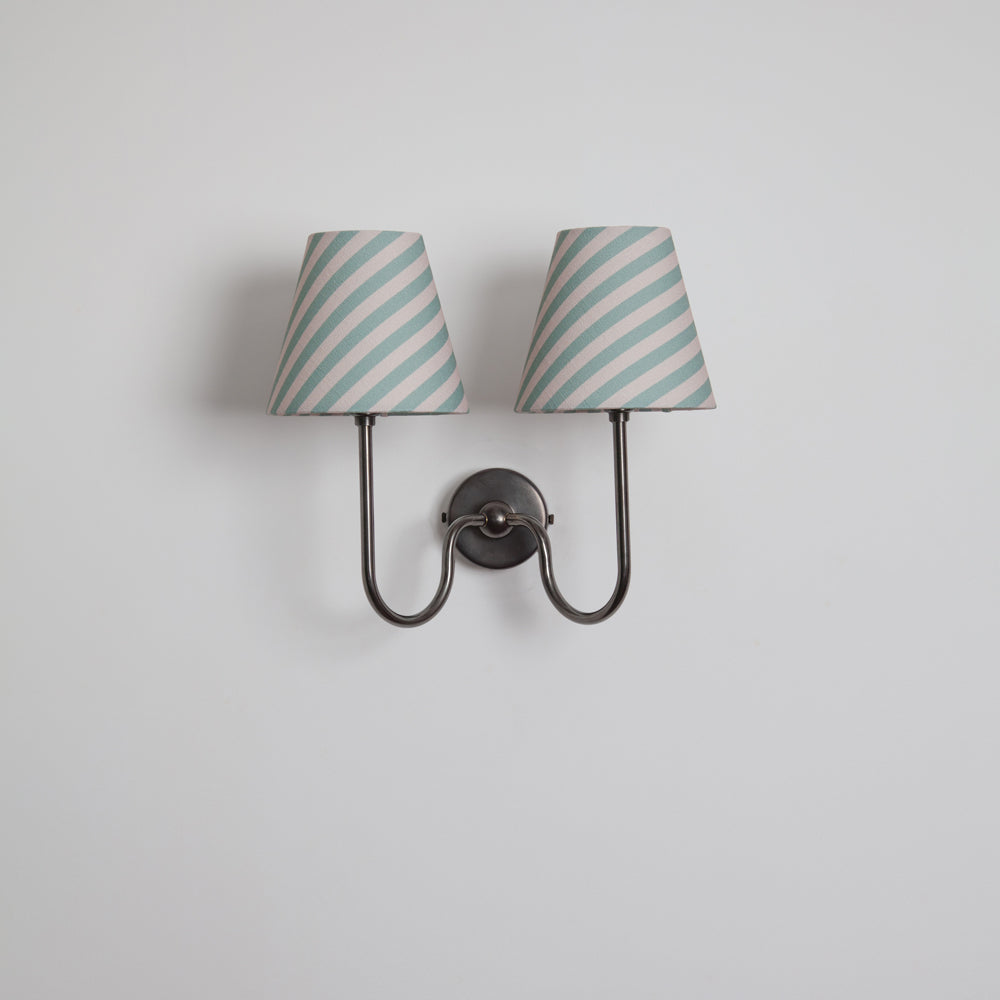 "Juno" Double Wall Light - Striped Linen