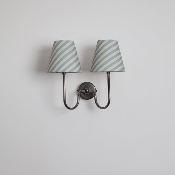 "Juno" Double Wall Light - Striped Linen