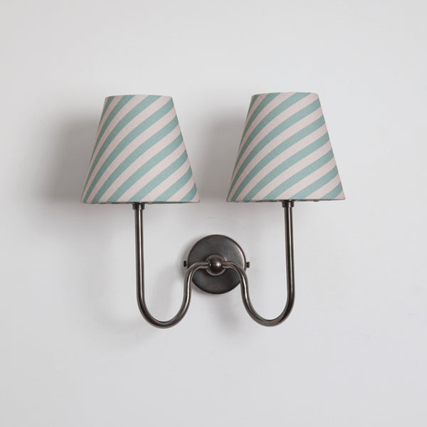 "Juno" Double Wall Light - Striped Linen