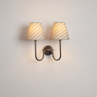 "Juno" Double Wall Light - Striped Linen