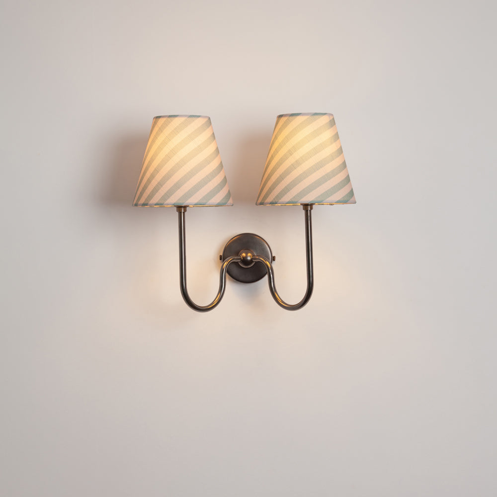 "Juno" Double Wall Light - Striped Linen