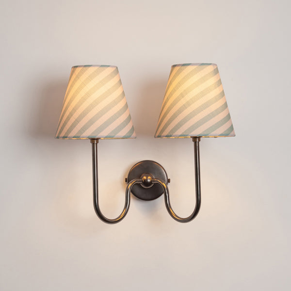 "Juno" Double Wall Light - Striped Linen