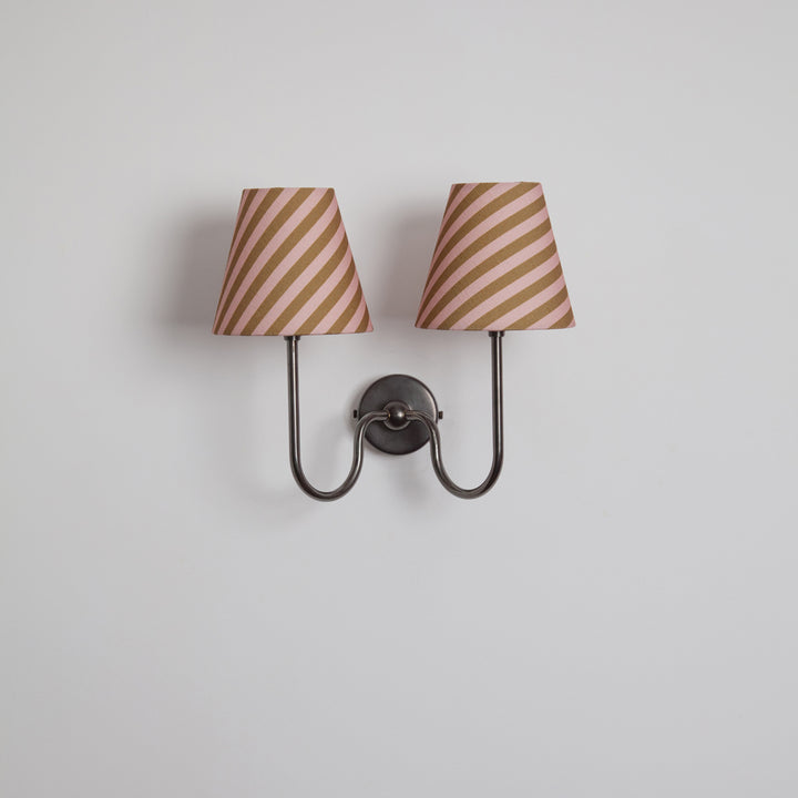 "Juno" Double Wall Light - Striped Linen